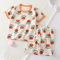 Summer Baby's Short-sleeved Home Clothes Pure Cotton Thin Pajamas Suit Newborn Half-short Top Baby Air-conditioning Clothes Children's Clothing main image 3
