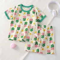 Summer Baby's Short-sleeved Home Clothes Pure Cotton Thin Pajamas Suit Newborn Half-short Top Baby Air-conditioning Clothes Children's Clothing main image 4