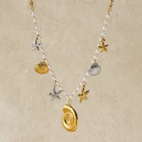 Elegant Baroque Style Beach Starfish Conch Shell 304 Stainless Steel Plating Women's Multi Charms Necklace main image 5