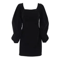 Women's One-Step Skirt Casual Elegant Streetwear Square Neck Long Sleeve Solid Color Above Knee Holiday Banquet Selfie main image 2