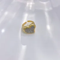 Vintage Style Classic Style Heart Shape Copper Zircon 18K Gold Plated Women's Rings Bangle sku image 2