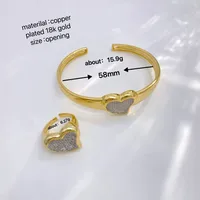 Vintage Style Classic Style Heart Shape Copper Zircon 18K Gold Plated Women's Rings Bangle main image 2