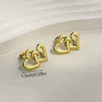 1 Pair Simple Style Heart Shape Bow Knot 316 Stainless Steel  18K Gold Plated Ear Studs main image 2