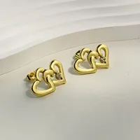 1 Pair Simple Style Heart Shape Bow Knot 316 Stainless Steel  18K Gold Plated Ear Studs sku image 3