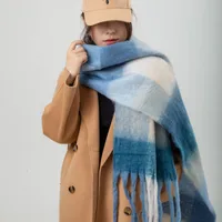 Brown Striped Scarf Women's Autumn And Winter Korean-style Trendy   Winter Warm Imitation Cashmere Windproof Scarf For Students sku image 11