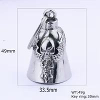 Retro Punk Bell Skull 304 Stainless Steel Keychain main image 4