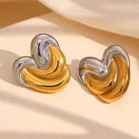 1 Pair Vintage Style Classic Style Heart Shape Mixed Metal Plating 304 Stainless Steel Ear Studs main image 1