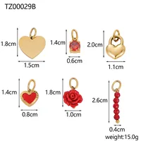 Simple Style Heart Shape Rose Beaded Resin Titanium Steel Inlay Zircon Jewelry Accessories sku image 4