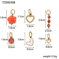 Simple Style Heart Shape Rose Beaded Resin Titanium Steel Inlay Zircon Jewelry Accessories sku image 9