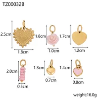 Simple Style Heart Shape Rose Beaded Resin Titanium Steel Inlay Zircon Jewelry Accessories sku image 6