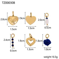 Simple Style Heart Shape Rose Beaded Resin Titanium Steel Inlay Zircon Jewelry Accessories sku image 5