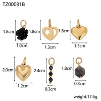 Simple Style Heart Shape Rose Beaded Resin Titanium Steel Inlay Zircon Jewelry Accessories sku image 3