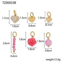 Simple Style Heart Shape Rose Beaded Resin Titanium Steel Inlay Zircon Jewelry Accessories sku image 2