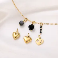 Simple Style Heart Shape Rose Beaded Resin Titanium Steel Inlay Zircon Jewelry Accessories main image 3