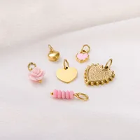Simple Style Heart Shape Rose Beaded Resin Titanium Steel Inlay Zircon Jewelry Accessories main image 4