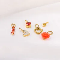 Simple Style Heart Shape Rose Beaded Resin Titanium Steel Inlay Zircon Jewelry Accessories main image 6