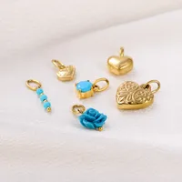 Simple Style Heart Shape Rose Beaded Resin Titanium Steel Inlay Zircon Jewelry Accessories main image 8