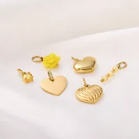 Simple Style Heart Shape Rose Beaded Resin Titanium Steel Inlay Zircon Jewelry Accessories main image 9