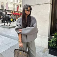 Women's European And American Wind Streetwear Solid Color Single Breasted Coat main image 1