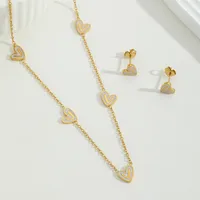 Cute Basic Commute Heart Shape 304 Stainless Steel Inlay Acrylic 18K Gold Plated Women's Jewelry Set main image 1