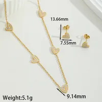 Cute Basic Commute Heart Shape 304 Stainless Steel Inlay Acrylic 18K Gold Plated Women's Jewelry Set main image 2