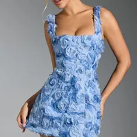 Women's Sheath Dress Elegant Sexy Strap Sleeveless Flower Short Mini Dress Casual Holiday Tea Party sku image 7