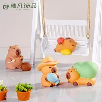 Cartoon Capybara Resin Statue Cute Animal Cream Gel Solid Color Miniature Landscape Table Decorations Plastic Crafts main image 2