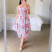 Women's Tiered Skirt Casual Elegant Streetwear Off Shoulder Short Sleeve Butterfly Knee-Length Holiday Daily Selfie main image 5