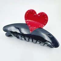 Women's Elegant Sweet Heart Shape Acetic Acid Sheets Rhinestones Hair Claws main image 8