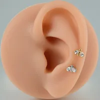 Simple Style Classic Style Flower Bee Titanium Alloy Plating Inlay Zircon 14K Gold Plated White Gold Plated Unisex Lip Stud Ear Studs main image 6