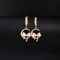 304 Stainless Steel Copper 18K Gold Plated Casual Elegant Shiny Plating Inlay Flower Artificial Pearls Zircon Earrings Necklace Jewelry Set main image 9