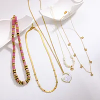 Simple Style Geometric Titanium Steel Beaded Plating Inlay Natural Stone Zircon Women's Necklace main image 4