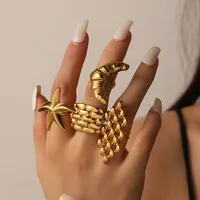 Elegant Classic Style Geometric Star Moon 304 Stainless Steel Unisex Open Rings main image 1