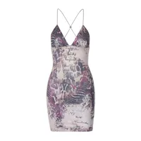 Women's Hip Skirt Sexy V Neck Backless Sleeveless Printing Above Knee Holiday Banquet Selfie main image 3