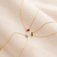 Vintage Style Simple Style Rectangle 304 Stainless Steel Inlay Birthstone 18K Gold Plated Women's Bracelets Necklace main image 4
