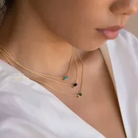 Vintage Style Simple Style Rectangle 304 Stainless Steel Inlay Birthstone 18K Gold Plated Women's Bracelets Necklace main image 5