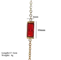 Vintage Style Simple Style Rectangle 304 Stainless Steel Inlay Birthstone 18K Gold Plated Women's Bracelets Necklace main image 2