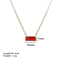 Vintage Style Simple Style Rectangle 304 Stainless Steel Inlay Birthstone 18K Gold Plated Women's Bracelets Necklace main image 3