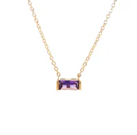 Vintage Style Simple Style Rectangle 304 Stainless Steel Inlay Birthstone 18K Gold Plated Women's Bracelets Necklace sku image 18