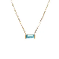 Vintage Style Simple Style Rectangle 304 Stainless Steel Inlay Birthstone 18K Gold Plated Women's Bracelets Necklace sku image 24