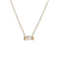 Vintage Style Simple Style Rectangle 304 Stainless Steel Inlay Birthstone 18K Gold Plated Women's Bracelets Necklace sku image 16