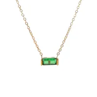 Vintage Style Simple Style Rectangle 304 Stainless Steel Inlay Birthstone 18K Gold Plated Women's Bracelets Necklace sku image 17