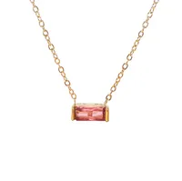 Vintage Style Simple Style Rectangle 304 Stainless Steel Inlay Birthstone 18K Gold Plated Women's Bracelets Necklace sku image 19