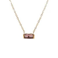 Vintage Style Simple Style Rectangle 304 Stainless Steel Inlay Birthstone 18K Gold Plated Women's Bracelets Necklace sku image 14