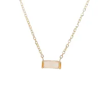 Vintage Style Simple Style Rectangle 304 Stainless Steel Inlay Birthstone 18K Gold Plated Women's Bracelets Necklace sku image 22