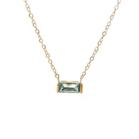 Vintage Style Simple Style Rectangle 304 Stainless Steel Inlay Birthstone 18K Gold Plated Women's Bracelets Necklace sku image 15