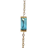 Vintage Style Simple Style Rectangle 304 Stainless Steel Inlay Birthstone 18K Gold Plated Women's Bracelets Necklace sku image 13