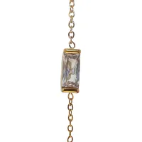 Vintage Style Simple Style Rectangle 304 Stainless Steel Inlay Birthstone 18K Gold Plated Women's Bracelets Necklace sku image 5