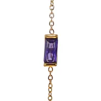 Vintage Style Simple Style Rectangle 304 Stainless Steel Inlay Birthstone 18K Gold Plated Women's Bracelets Necklace sku image 7
