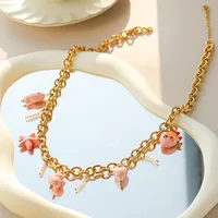 Cartoon Style Cute Beach Starfish Conch Fish 304 Stainless Steel Enamel Pearl 14K Gold Plated Women's Multi Charms Necklace main image 1